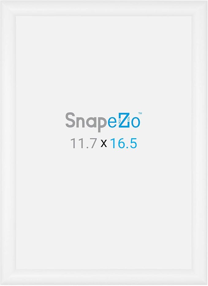 SnapeZo 11.7 x 16.5 (A3 Euro Size) White Poster Frame, Front-Loading, Wall Mount, Aluminum 1" Profile, Sleek Series