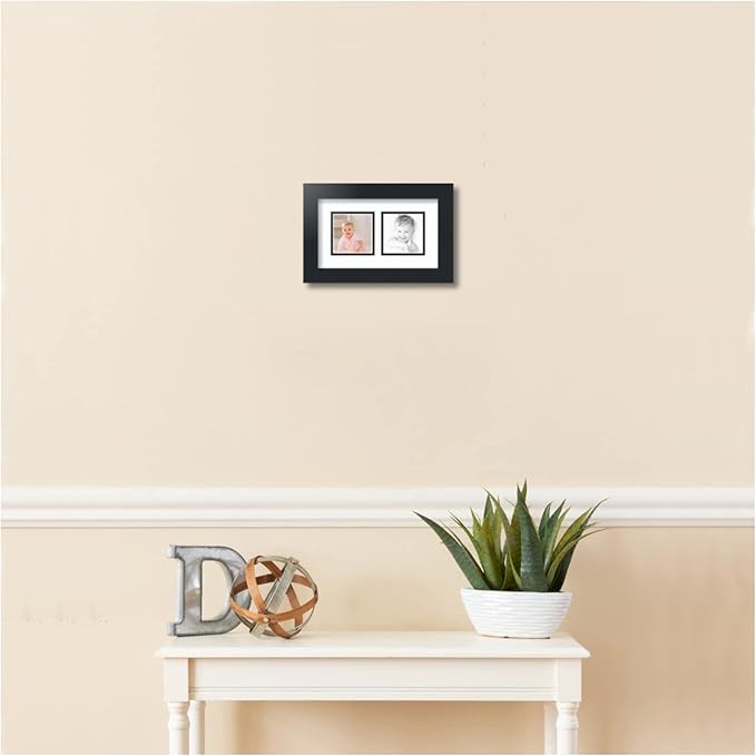 ArtToFrames Double-Multimat-776-61/89-FRBW26079 Collage Photo Frame Double Mat with 2-8.5x12 Openings and Satin Black Frame, Super White, 2-8.5x12