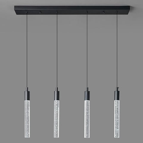 Kitchen Island Lighting Modern Light Fixture Black Pendant Light Dimmable LED Black Finish Mini Crystal Pendant Lights for Dining Room Living Room（4-Light ）