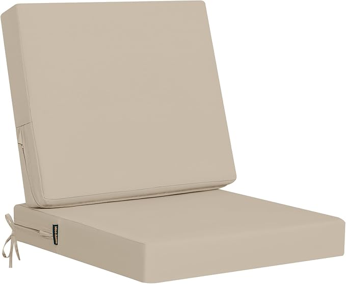 idee-home Outdoor Cushions for Patio Furniture, Outdoor Seat Cushion, Waterproof Couch Hampton Bay Deep Seat Replacement Chair Cushions for Garden Lawn Backyard Deck, 22 x 22 Beige