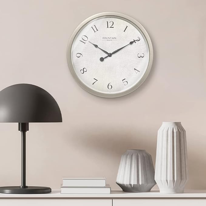 Modern Farmhouse Clock, No Ticking Silent Clock, Modern and Vintage (Morning Silver, 10 inch)