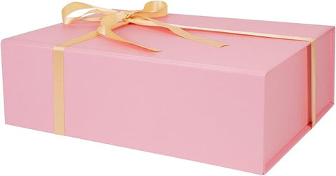 RayofSun Pink Gift Box,13.8" x 9" x 4.3" Large Groomsmen Proposal Box with Magnetic Closure Lid and Ribbon for Anniversary Wedding Birthday Graduation Festivals (1 Pack)