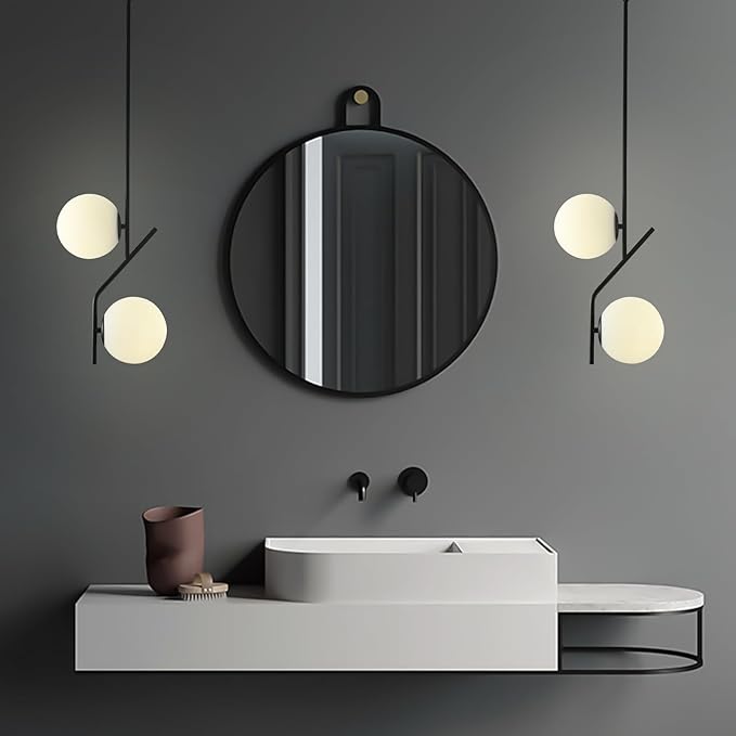 SeeU Modern Style Pendant Light Fixture Globe Chandelier Black Hanging Light Fixture Hanging Light Fixture for Kithchen Island Dinning Room Bedroom