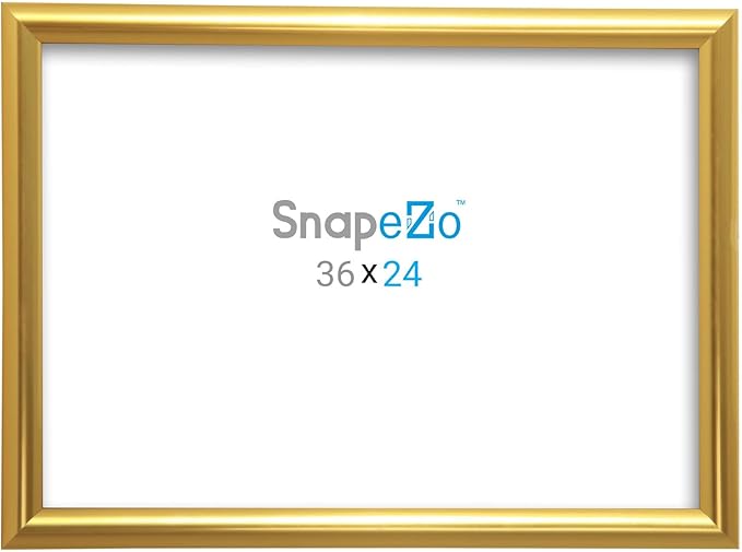 SnapeZo Gold Effect 24x36 Poster Frame, Front-Loading, Wall Mount, Aluminum 1" Profile, Sleek Series