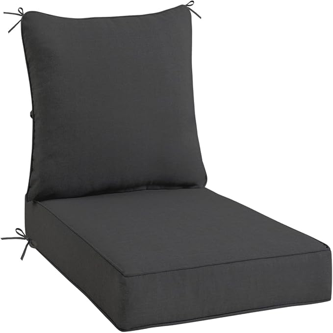 Sundale Outdoor Olefin Deep Seat Cushion, Patio Chair Cushion and Pillow, Water-Resistant Sectional Sofa Pad with Straps Dark Gray, 23 x 26 x 4 Inches
