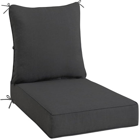 Sundale Outdoor Olefin Deep Seat Cushion, Patio Chair Cushion and Pillow, Water-Resistant Sectional Sofa Pad with Straps Dark Gray, 23 x 26 x 4 Inches