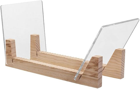 KAIU Vinyl Record Storage Holder - Solid Wood with Crystal Clear Acrylic Holder - Premium Design, Perfect 12" LPs or 7" Singles Display Unit - Stores and Supports up to 50 Albums (Natural)