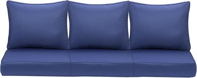 Outdoor Deep Seating Cushion Set, 24" x 24", Waterproof & Fade Resistant Patio Furniture Cushions with Handle, Deep Seat and Back Cushion for Chair and Sofa (3, Blue)