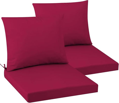 Outdoor Seat Cushion Set 19 x 19 In, Water-Resistant & Fade-Resistan, Patio Furniture Cushions with Removable Cover Deep Seat & Back Cushion with Handle and Adjustable Straps for Chair Sofa,2PC