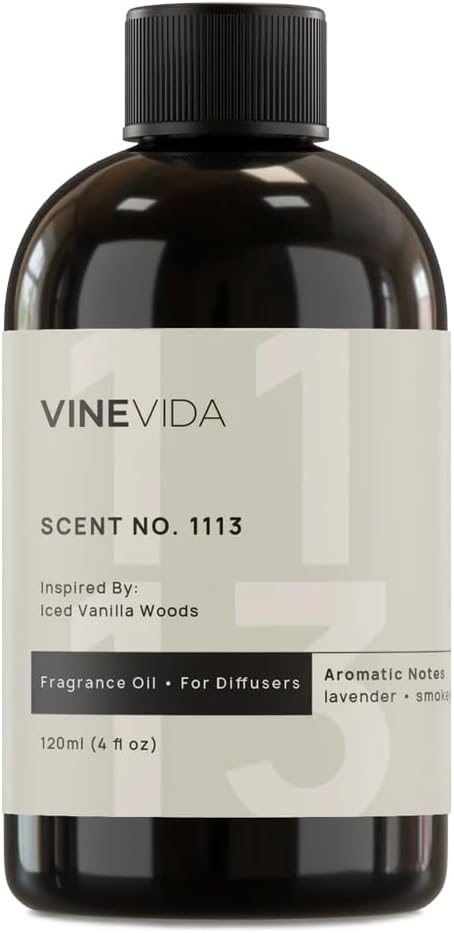 VINEVIDA [4 Fl Oz] Scent NO. 1113 Fragrance Oil for Cold Air Diffusers, Aromatic Notes of Vanilla, Lavender, Smokey & Woodsy Notes Essential Oils for Diffuser Oil Refill & Air Freshener Spray