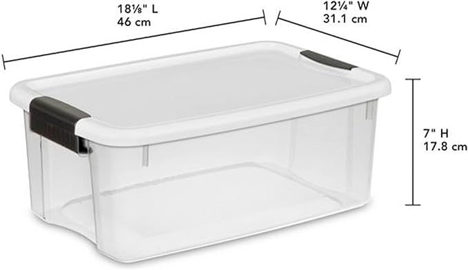 Sterilite 30 Quart (6 Pack) & 18 Quart (6 Pack) Clear Plastic Stackable Storage Container Bin Box Tote with White Latching Lid Organizing Solution