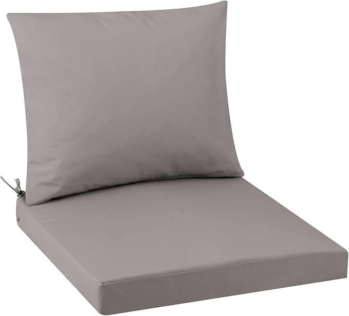 Outdoor Seat Cushion Set 24 x 24 In, Water-Resistant & Fade-Resistan, Patio Furniture Cushions with Removable Cover Deep Seat & Back Cushion with Handle and Adjustable Straps for Chair Sofa,1PC