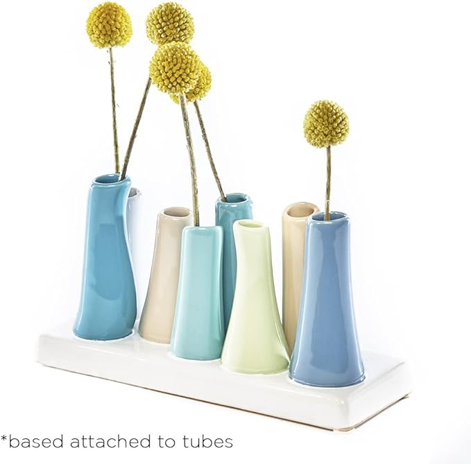 Chive - Pooley 2, Ceramic Flower Vase, 8-Tube Shape (Steel Blue)