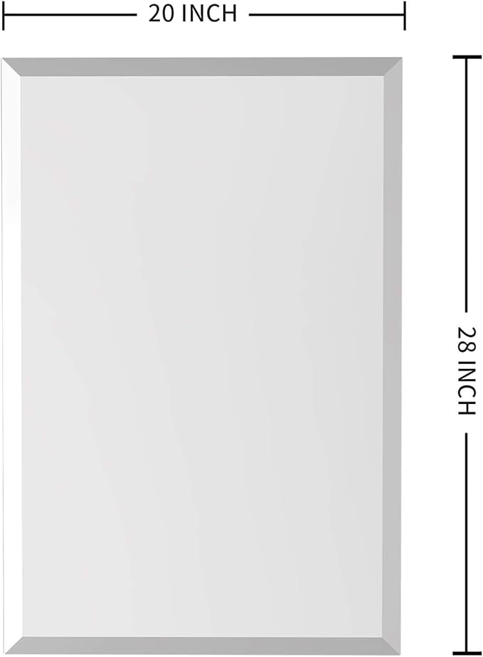KOHROS Bathroom Mirror 20” x 28" Frameless Rectangle Bathroom Vanity Mirror w/Polished Edge Beveled Mirror for Hallway Entryway Dressing Room (Silver)