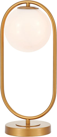 Bedside Table Lamp Modern Brass Desk Lamp with Glass Globe Mid-Centruy Table Light for Bedroom Living Room Home Office