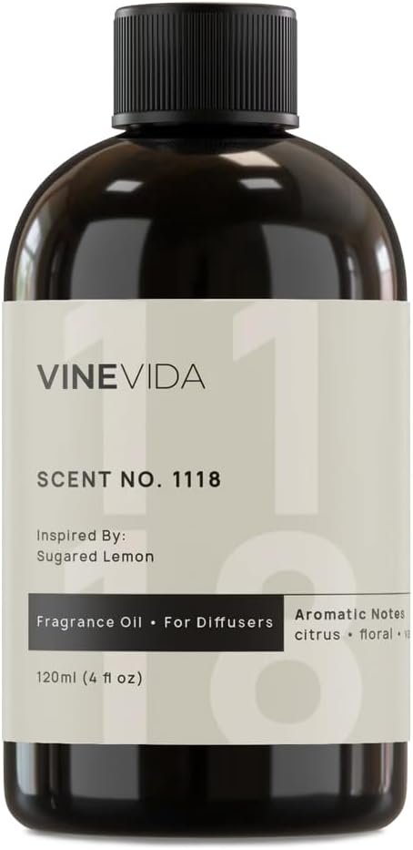 VINEVIDA [4 Fl Oz] Scent NO. 1118 Fragrance Oil for Cold Air Diffusers, Aromatic Notes of Citrus, Green, Floral, Sugar & Vanilla Essential Oils for Diffuser Oil Refill & Air Freshener Room Spray