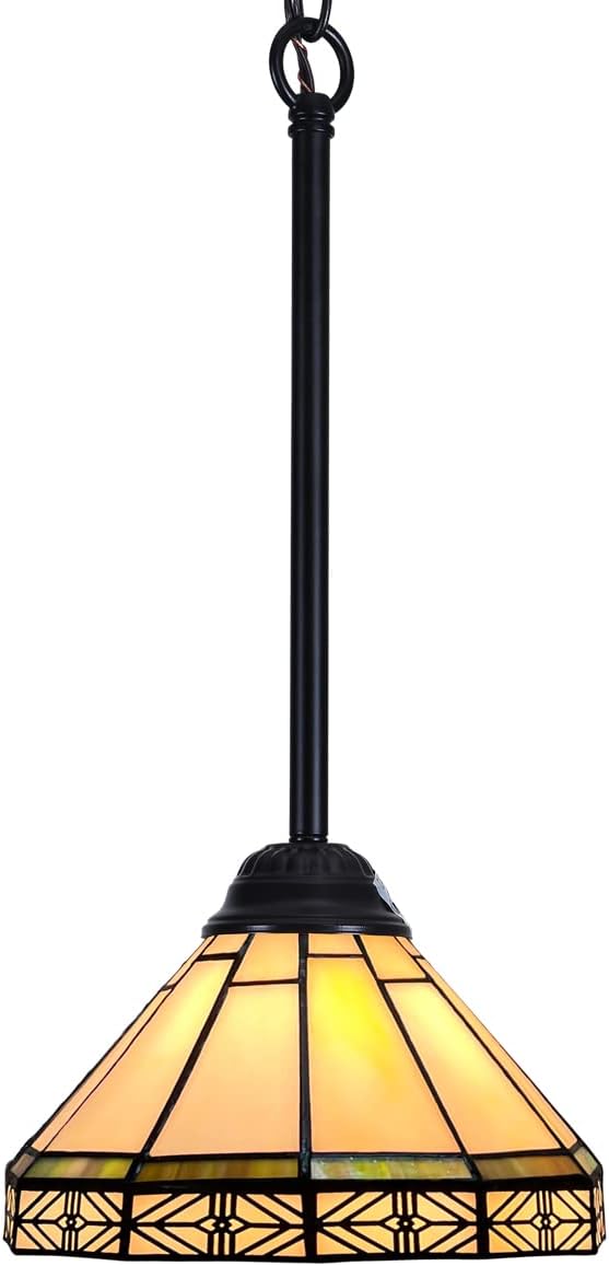 Capulina Tiffany Pendant Lights,Mini 8” Wide Stained Glass Hanging Lamp,Antique Rustic Style for Kitchen Island Counter Dining Room Hallway