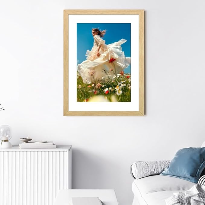 THREELOVE 16x24 Frame Wood Color, Display Picture 14x20 with mat or 16x24 Without mat, Photo Poster Picture Frame Wall Mounting Home Decor, 1-PCS