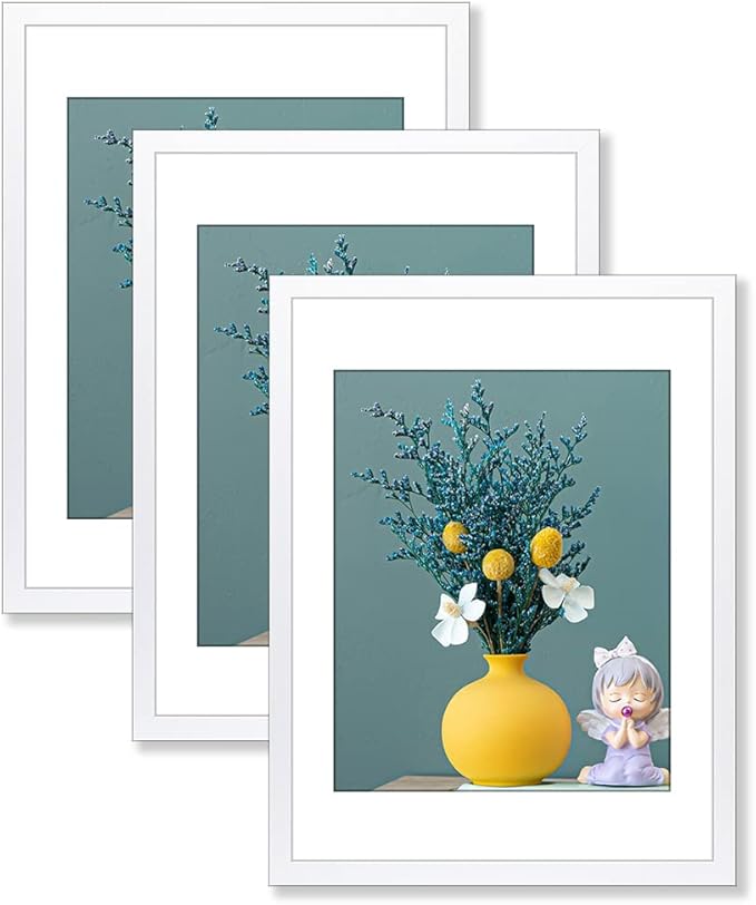 THREELOVE 18x24 Frame White, Display 16x20 Picture with Mat or 18x24 Without Mat, Photo Poster Frame Wall Mounting, Set of 3