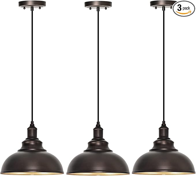 3-Pack Farmhouse Pendant Light Adjustable Pendant Lighting for Kitchen Island Industrial Hanging Barn Pendant Lights Over Island Sink Light Fixtures