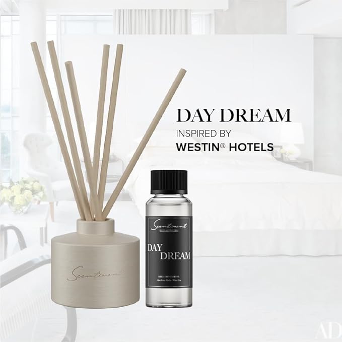 Day Dream Reed Diffuser - Beige Ceramic | 100ml | Long-Lasting Home Fragrance | Includes Reed Sticks & 120ml Day Dream Reed Diffuser Oil