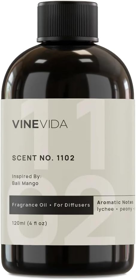 VINEVIDA [4 Fl Oz] Scent NO. 1102 Fragrance Oil for Cold Air Diffusers, Aromatic Notes of Lychee Peony Sandalwood, Essential Oils for Diffuser Oil Refill & Air Freshener Room Spray