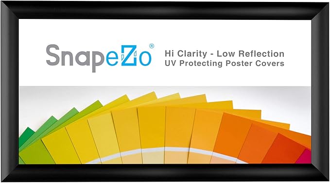 SnapeZo Poster Frame 7x14 Inches, Black 1 Inch Aluminum Profile, Front-Loading Snap Frame, Wall Mounting, Sleek Series