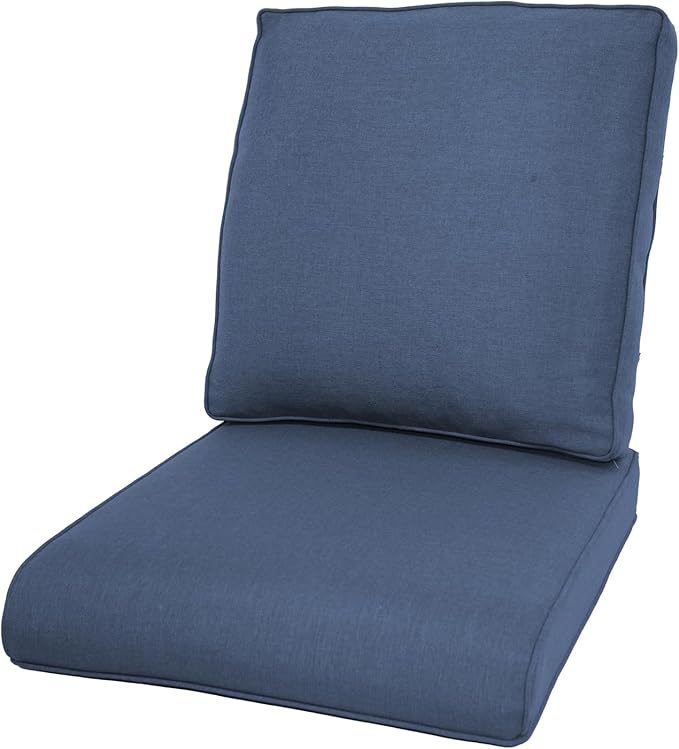 Patio Cushions for Outdoor Furniture - 22×24 Inches High Back and Deep Seating Outdoor Cushion for Patio Chairs Sofa Couch Loveseat Water Resistant(Blue/1 Set/NO Button)