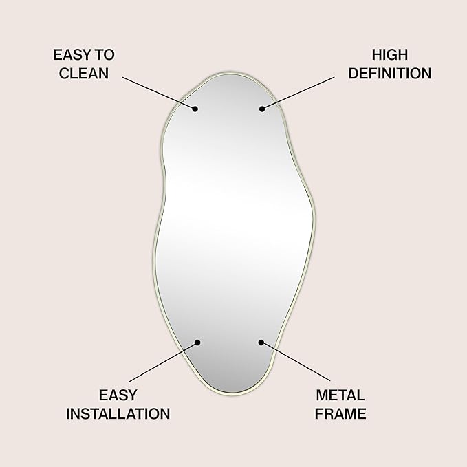 JONATHAN Y MIR200C Everly 20 in. W x 42 in. H Large Irregular Framed Decorative Wall Mirror, for Bathroom, Living Room, Bedroom, Sage Gren
