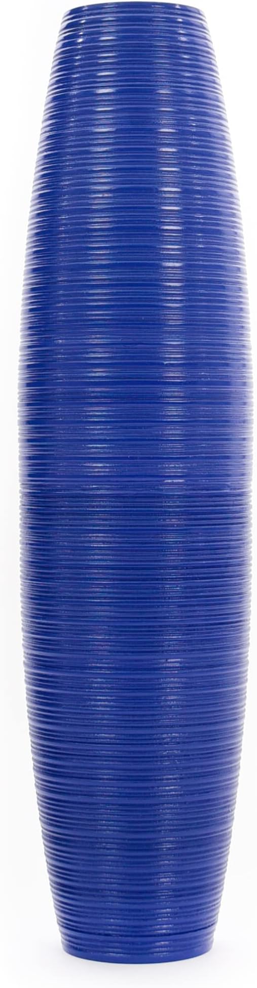 Leewadee Large Blue Home Decor Floor Vase – Wooden 28 inches Tall Farmhouse Decor Flower Holder for Fake Plant and Pampas Grass