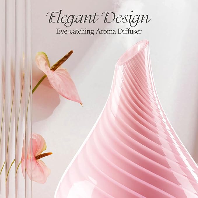 Porseme 150ml Essential Oil Diffuser Glass Color Changing Aroma Air Diffusers Aromatherapy Ultrasonic Cool Mist Humidifier 6 Running Hours Waterless Auto-Off for Sleeping Yoga Office Spa (Pure Pink)