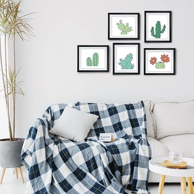 Giftgarden 12x18 Frame Set of 4, 17x23 Poster Frame Matted to Display 18x12 Picture with Mat, 23x17 Print Without Mat, Black