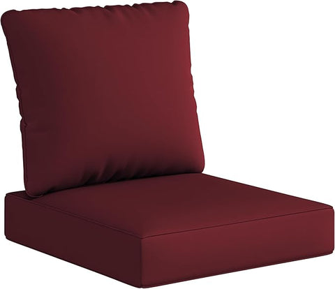 UIXE Outdoor Deep Seat Cushion Set with Slipcovers, Patio Furniture Cushions & Back Pillow, Water-Resistant Outdoor Cushion Slipcovers Backyard Sectional Sofa Cushions for Bistro Chair - Red