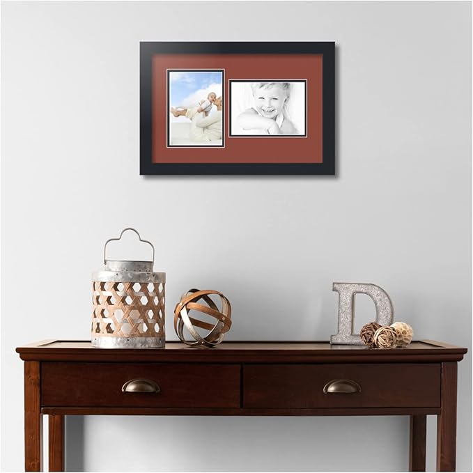ArtToFrames Double-Multimat-106-766/89-FRBW26079 Collage Photo Frame Double Mat with 2-5x7 Openings and Satin Black Frame