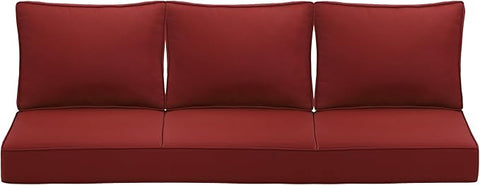Outdoor Deep Seating Cushion Set, 24" x 24", Waterproof & Fade Resistant Patio Furniture Cushions with Handle, Deep Seat and Back Cushion for Chair and Sofa (3, Red)