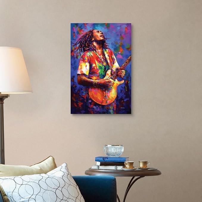 CANVAS ON DEMAND Bob Marley Canvas Wall Art Print by Leon Devenice, Figurative, Home Decor, Celebrity Artwork, 20" x30in
