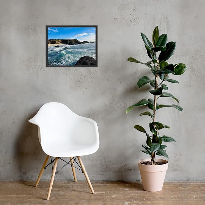 Bodega Bay Coastal Wall Art – Framed Ocean Photography Print – California Nature Landscape Poster – Seascape Decor for Living Room or Bedroom (16x20 inches) - Wooden Framed (Black)
