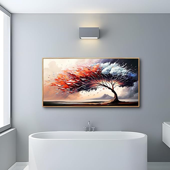 MHARTK66 Abstract Tree Landscape Wall Paintings Wood Framed Wall Art For Living Room Canvas Wall Decor For Bedroom Office Decorations Prints Pictures Artwork Ready To Hang Hotel Room Wall Decor