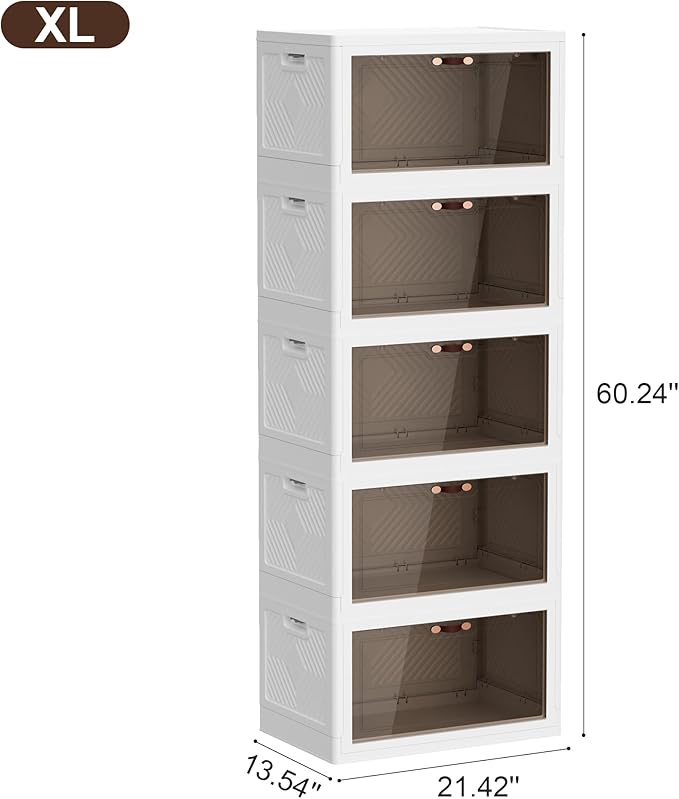 JOYMOOP Closet Organizers and Storage – 348 Qt Collapsible Storage Bins with Lid (5-Tier, 5 x 12.4 Gal) – Perfect for Clothes, Toys & More