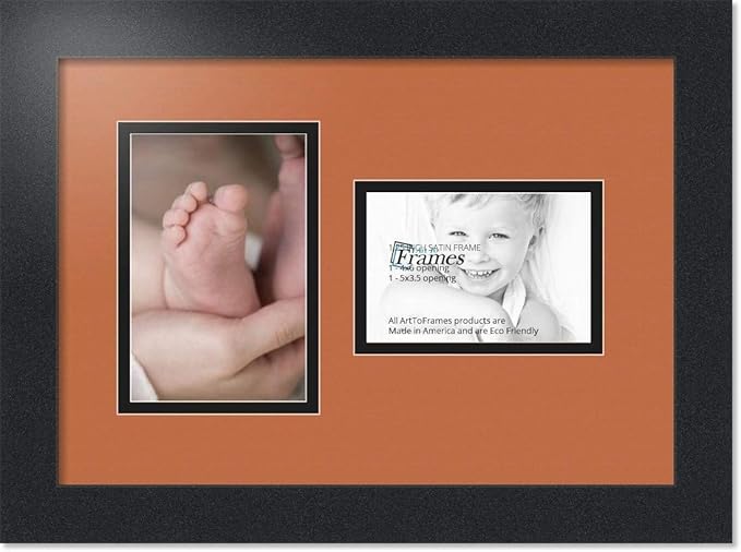ArtToFrames Collage Photo Frame Double Mat with 1 - 3.5x5^ 4x6 Openings and Satin Black Frame
