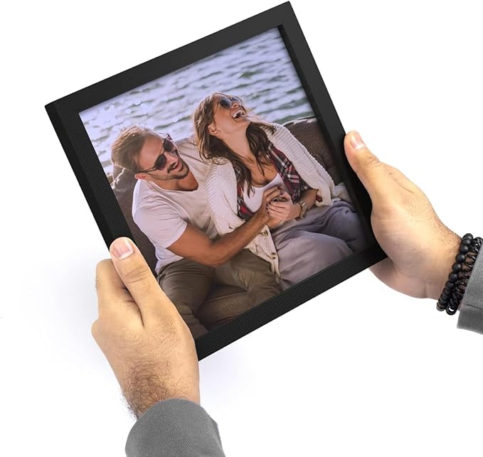 Renditions Gallery Set of 9, 11X14 Custom Photo Prints with Real Wood Picture Frames. Create Personalized Photos with Peel & Stick Photo Frames. Black Frame