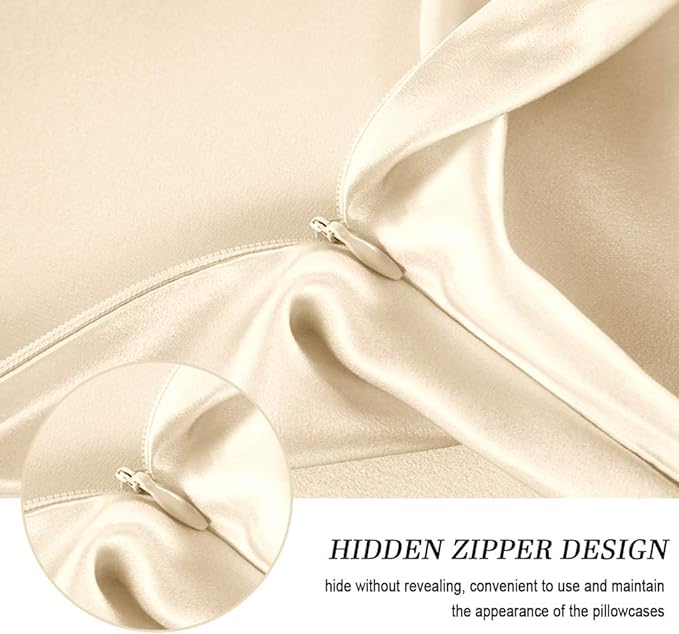 100% Mulberry Silk Pillowcases Set of 2 for Hair and Skin and Super Soft and Breathable King Size Nature Silk Pillowcases (King, Buff Beige)