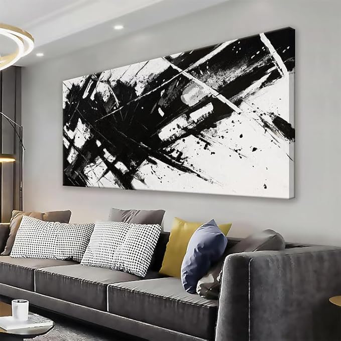TAIJXAGSG Abstract Wall Art Ready To Hang Canvas Art Wall Decor Modern Paintings Black And White Wall Art Prints Canvas Painting For Bathroom Wall Decor Bedroom Office20 X 40"