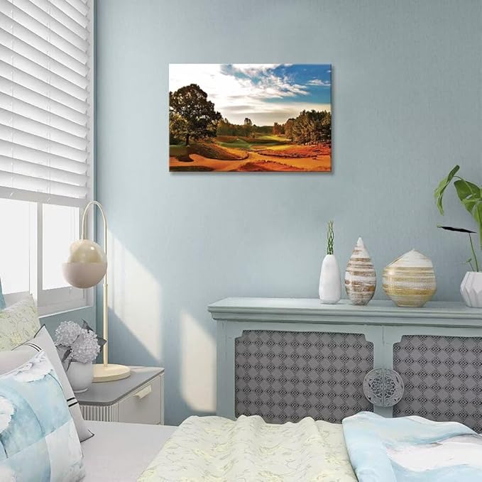Tobacco Road Golf Course Wall Art for Living Room Bedroom Bathroom Home Decoration North Carolina Golf Course Picture Poster Framed Artwork Golf Canvas Prints Ready to Hang(12''H x 16''W)