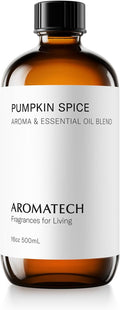 AromaTech Pumpkin Spice Aroma Essential Oil Blend: Luxury Hotel Inspired Aromatherapy with Pumpkin, Cinnamon & Vanilla Cream for Ultrasonic Diffusers & Nebulizers - 16 fl oz, 500 mL