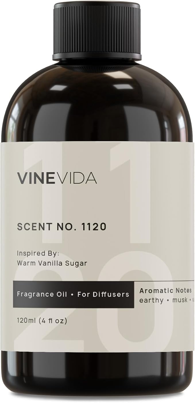 VINEVIDA [4 Fl Oz] Scent NO. 1120 Fragrance Oil for Cold Air Diffusers, Aromatic Notes of Earthy Musk Vanilla, Essential Oils for Diffuser Oil Refill & Air Freshener Room Spray