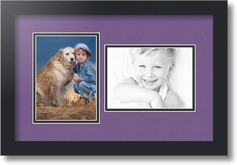 ArtToFrames Collage Photo Frame Double Mat with 2 - 5x7 Openings and Satin Black Frame