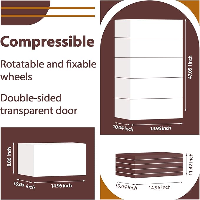 QudraKast 5-Tier Stackable Plastic Storage Bins - 23QT Stackable Storage Bins - Closet Organization and Storage, Suitable for Bedroom, Organization and Storage Boxes for Study, Toy Room, Office