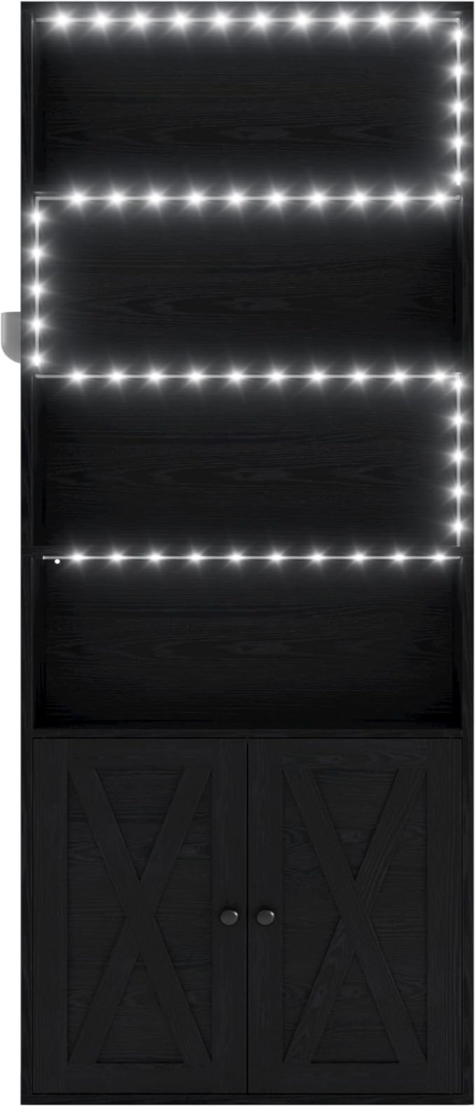 IRONCK Tall Bookcase with LED Lights, 70 in Industrial Bookshelf Display Shelf Floor Standing for Home Office, Living Room, Bed Room