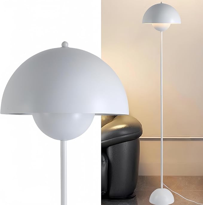 COSYLUX Modern Floor Lamp for Living Room, Industrial Tall Standing Lamp for Bedroom, Metal Shade Reflecting Light Reading Floor Lamp for Office, Nursery Room, Corner(White)